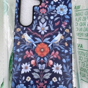 Floral Bird Pattern Navy Phone Case - Protective Decorative Cover